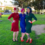 Rockabilly pinup girls in Aris Allen Red 3 Buckle Heels