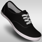 Womens black canvas retro sneakers with suede soles based on vintage keds and great for lindy hop swing dancing charleston and carolina shag