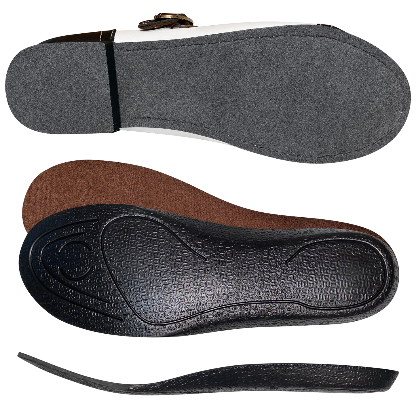 Aris Allen Black and White Snub Toe Mary Jane Wingtips - Wide Width