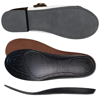 Aris Allen Black and White Snub Toe Mary Jane Wingtips - Wide Width