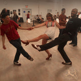 Jam at Brooklyn Swings Aris Allen Brown White Wingtips Swing Dance Shoes