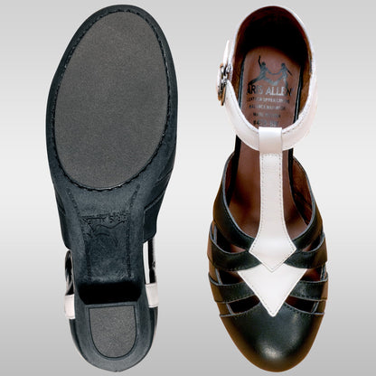 Aris Allen Women's Black and White T-Strap Dance Shoes