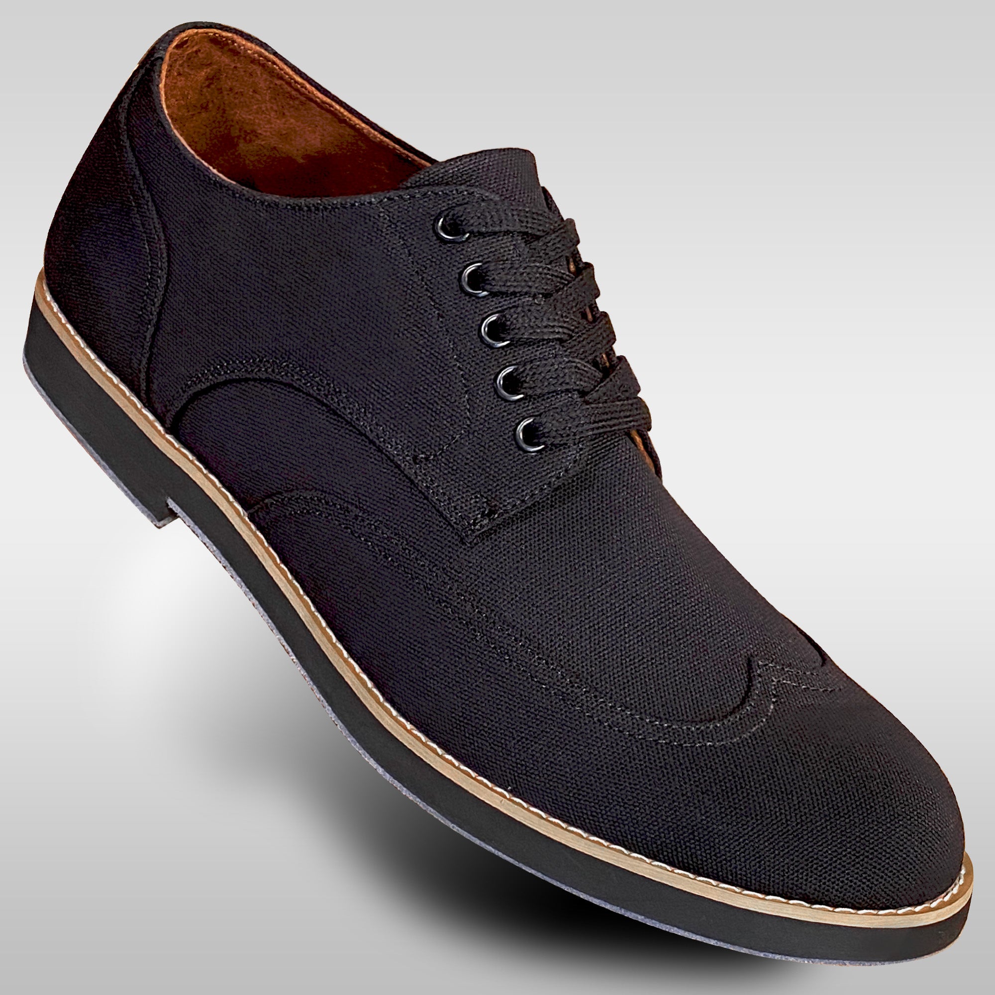 Aris Allen Men's Black Canvas Wingtip Feather Light Dance Shoes, 12.5 / Black Aris Allen Men's Black Canvas Wingtip Feather Light Dance Shoes, 12.5 / Black