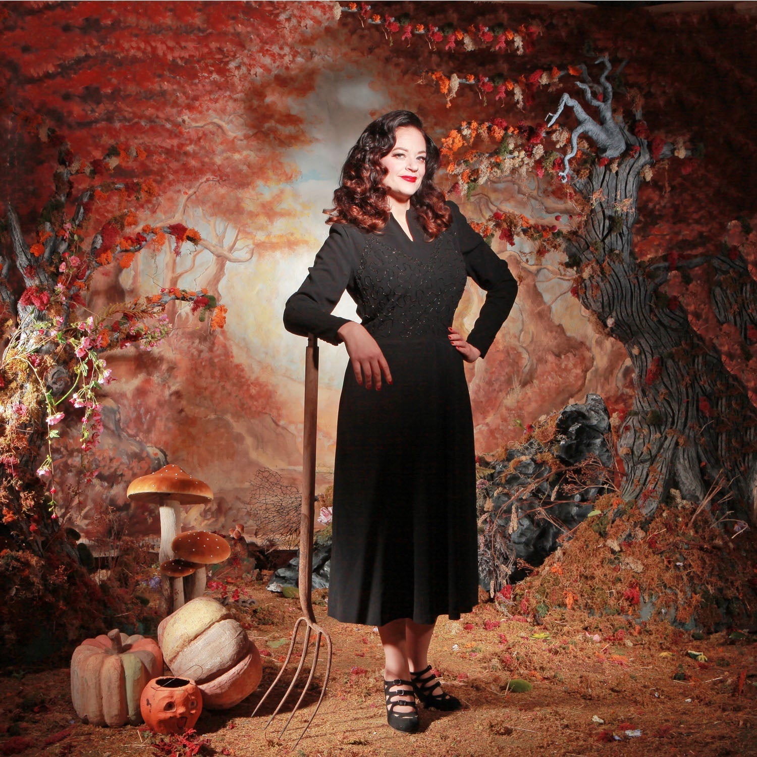 Vintage Halloween outfit with Aris Allen Black 3 Buckle Dance Shoes