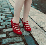 Women feet vintage aris allen 3 buckle pumps heels swing dance shoes
